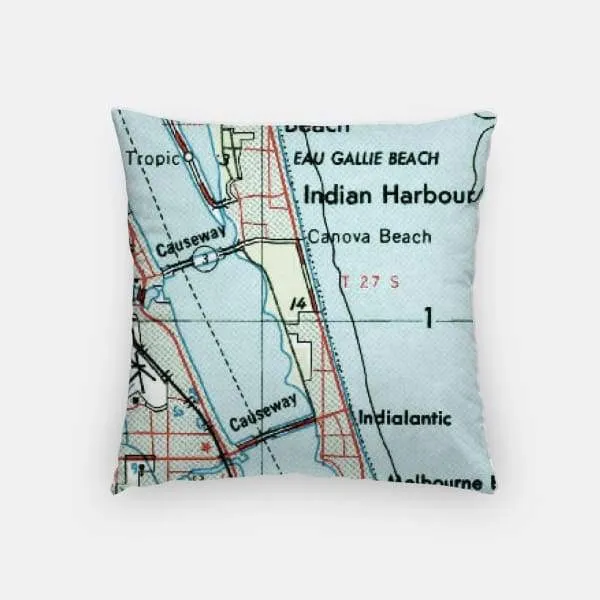 Satellite Beach, Florida city skyline with vintage Satellite Beach map