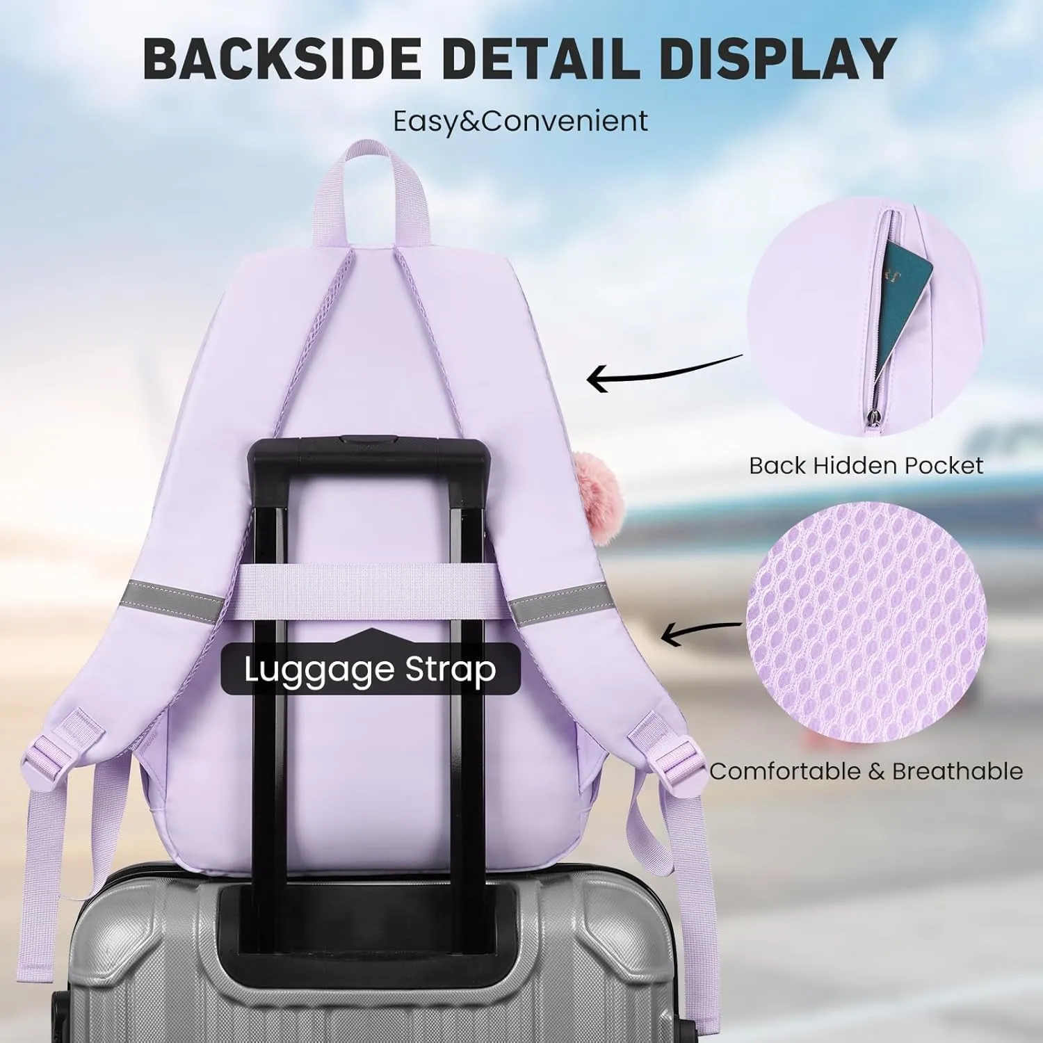 School Backpack for Teen Girls, Cute College Backpacks for Women Students Aesthetic Bookbag Large 15.6 Inch Laptop Bag Middle School Travel Back Pack (Purple)