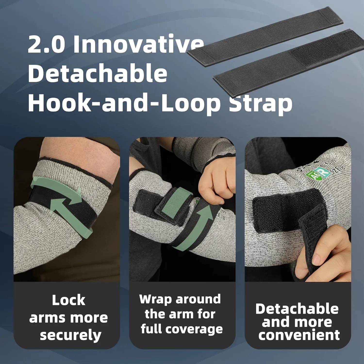 Schwer 2 Pairs PRO-SKIN ANSI A6 Cut Resistant Sleeves With 2.0 Detachable Hook and Loop Straps, PFAS Free, High Risk Cut Protection Arm Sleeve, Gardening Sleeves, Protective Sleeve for Arms