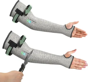 Schwer 2 Pairs PRO-SKIN ANSI A6 Cut Resistant Sleeves With 2.0 Detachable Hook and Loop Straps, PFAS Free, High Risk Cut Protection Arm Sleeve, Gardening Sleeves, Protective Sleeve for Arms