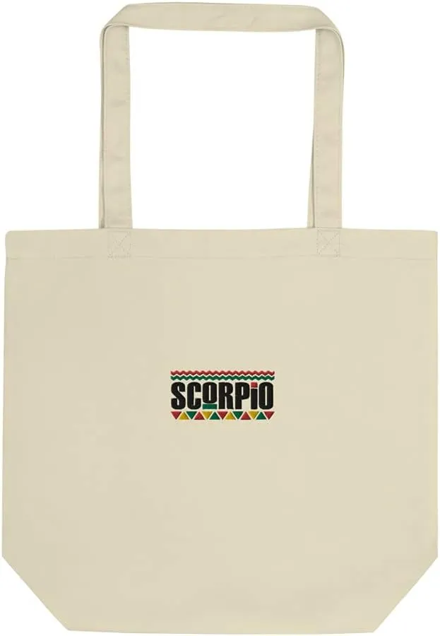Scorpio Embroidered Zodiac Present Gifts Constellation October November Horoscope 100% Organic Cotton Eco Tote Bag
