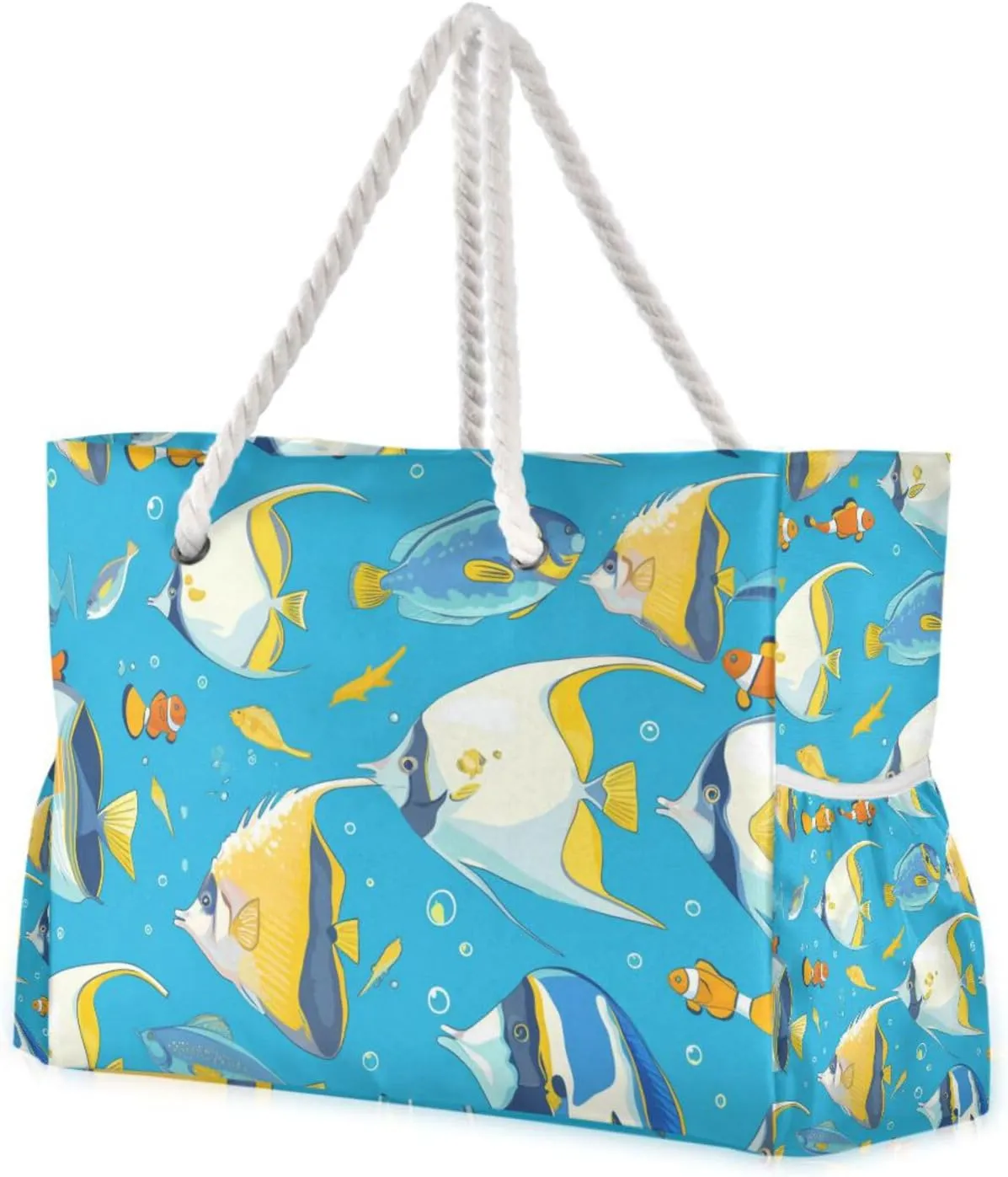 Sea Animals Blue Ocean Travel Duffel Bag, Sports Waterproof Sandproof with side pockets Large Zipper Tote Bag for Gym Travel Daily