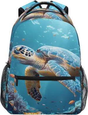 Sea Turtle Backpack 3rd 4th 5th Grade School Bookbag Travel Laptop Daypack Bag Purse for Boys Girls Teens