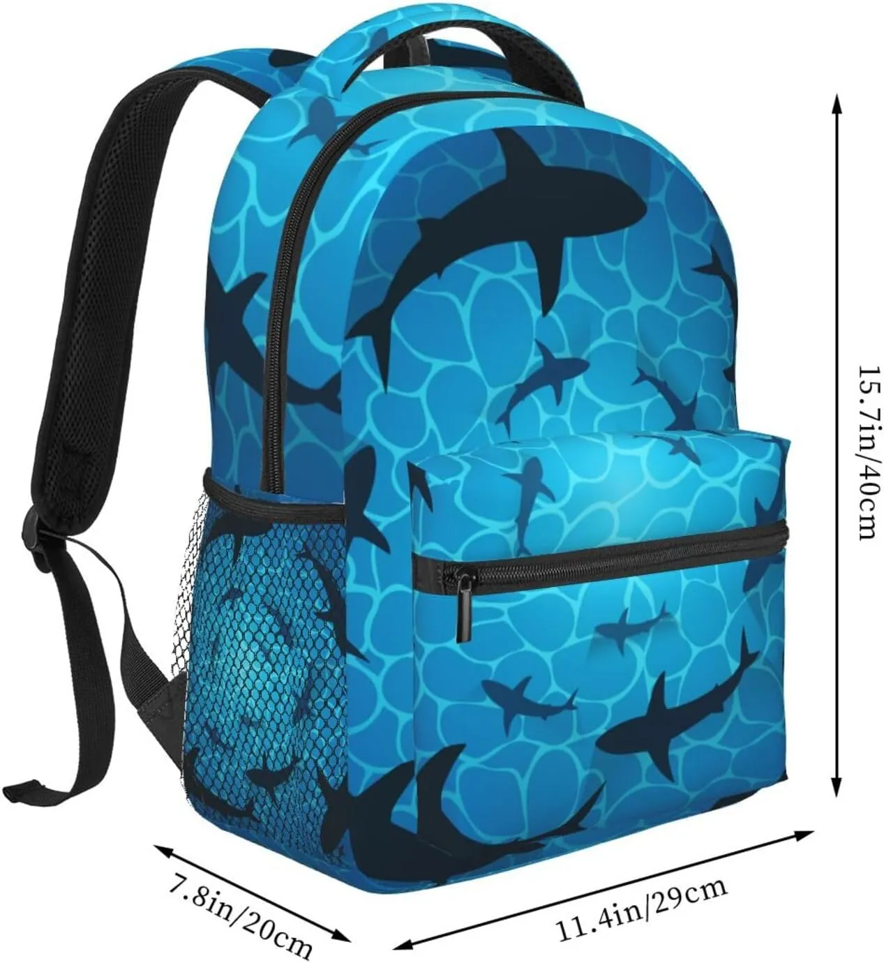 Sharks In Ocean Isolated Sharks Circling Around Backpacks 15 Inch Laptop Backpack Multipurpose Double Shoulder Bag For Men Women Gifts