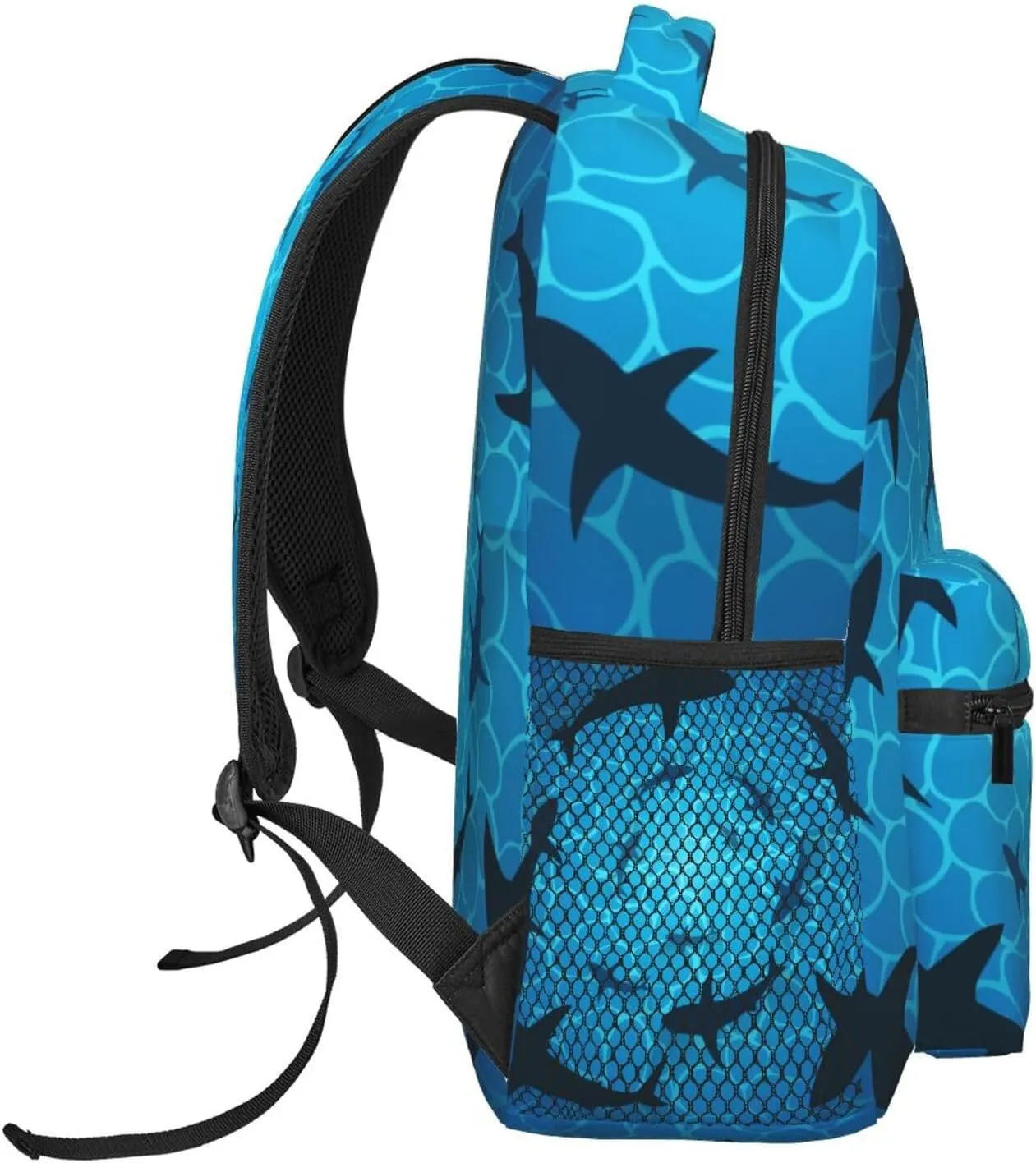 Sharks In Ocean Isolated Sharks Circling Around Backpacks 15 Inch Laptop Backpack Multipurpose Double Shoulder Bag For Men Women Gifts