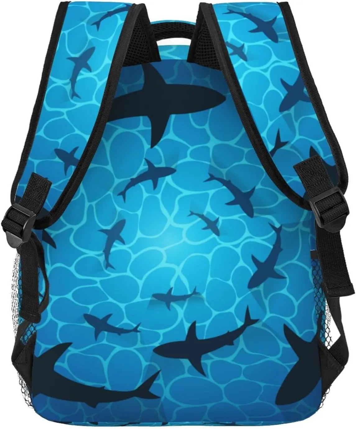 Sharks In Ocean Isolated Sharks Circling Around Backpacks 15 Inch Laptop Backpack Multipurpose Double Shoulder Bag For Men Women Gifts