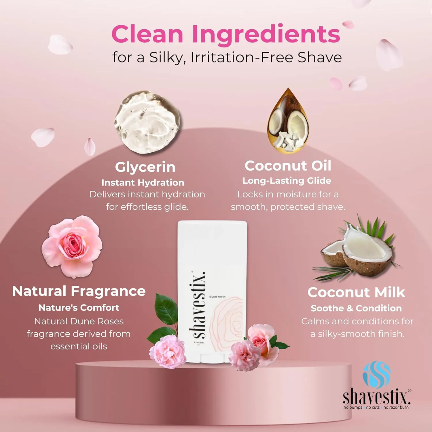 Shavestix Ultra Moisturizing Travel Size Body Shaving Stick 2.75 Oz | Dune Roses Scented Shaver Friendly Hair Removal Cream Bar Sub Shave Gel, Shaving Cream For Women, Men| Avert Razor Bumps, Burn