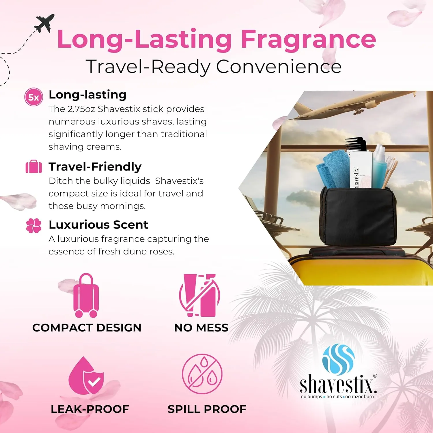 Shavestix Ultra Moisturizing Travel Size Body Shaving Stick 2.75 Oz | Dune Roses Scented Shaver Friendly Hair Removal Cream Bar Sub Shave Gel, Shaving Cream For Women, Men| Avert Razor Bumps, Burn