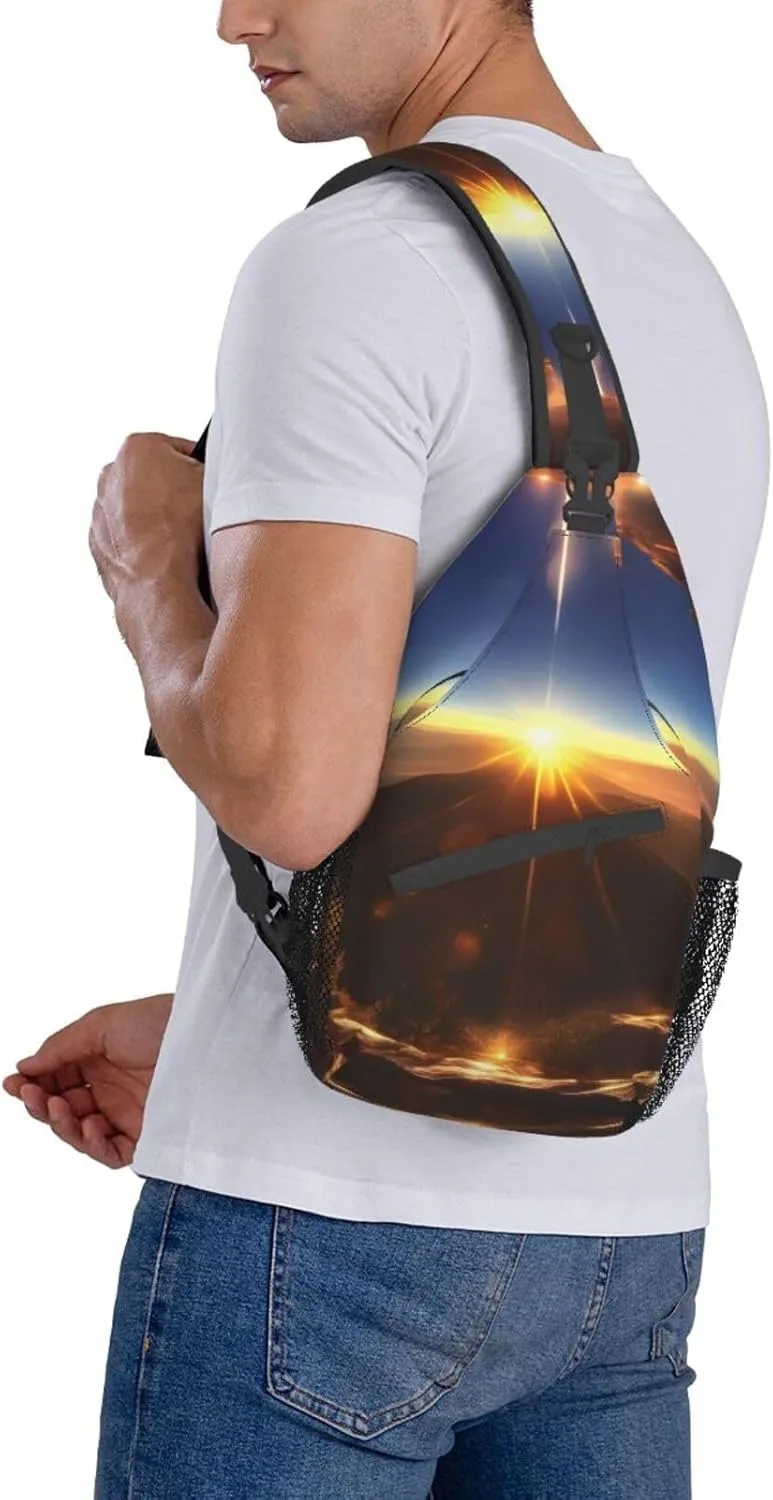 Shining Overlook Unisex Casual Diagonal Chest Bag,Multipurpose Crossbody Shoulder Bag Travel Hiking Daypack