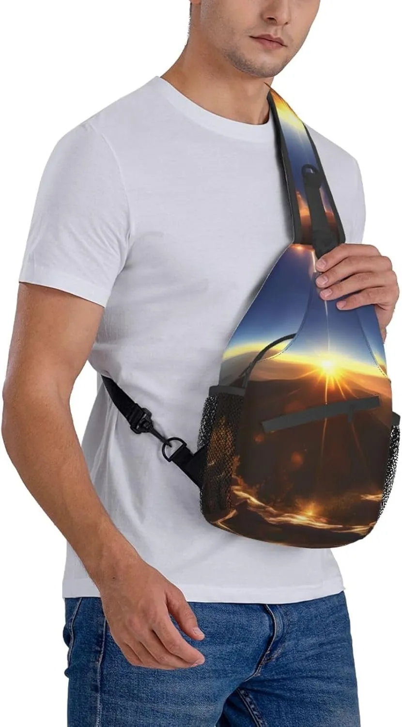 Shining Overlook Unisex Casual Diagonal Chest Bag,Multipurpose Crossbody Shoulder Bag Travel Hiking Daypack