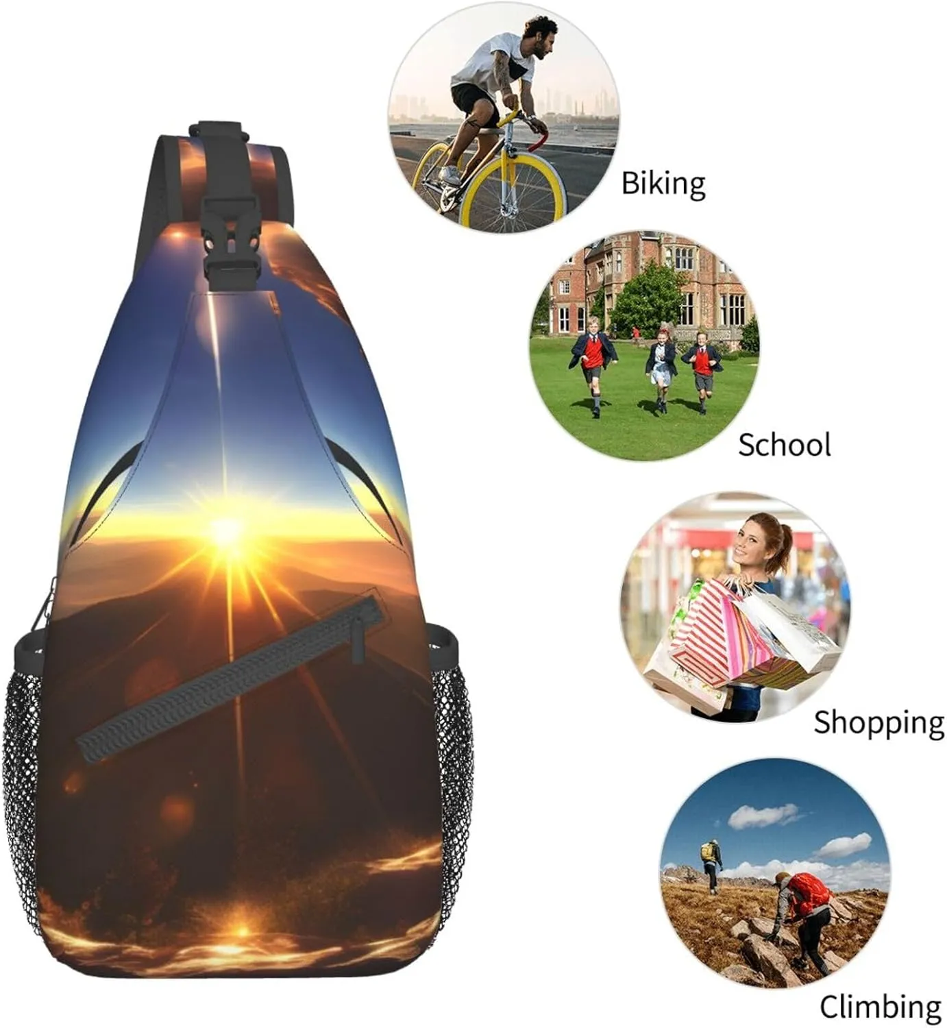 Shining Overlook Unisex Casual Diagonal Chest Bag,Multipurpose Crossbody Shoulder Bag Travel Hiking Daypack