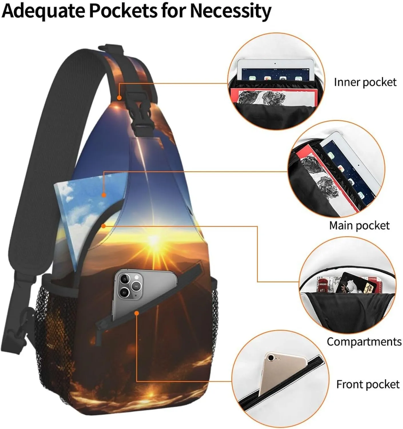 Shining Overlook Unisex Casual Diagonal Chest Bag,Multipurpose Crossbody Shoulder Bag Travel Hiking Daypack