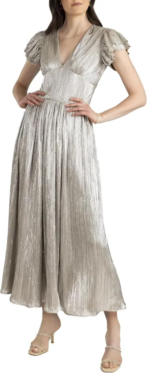 Shoshanna Women's Hera White Gold Lame Dress