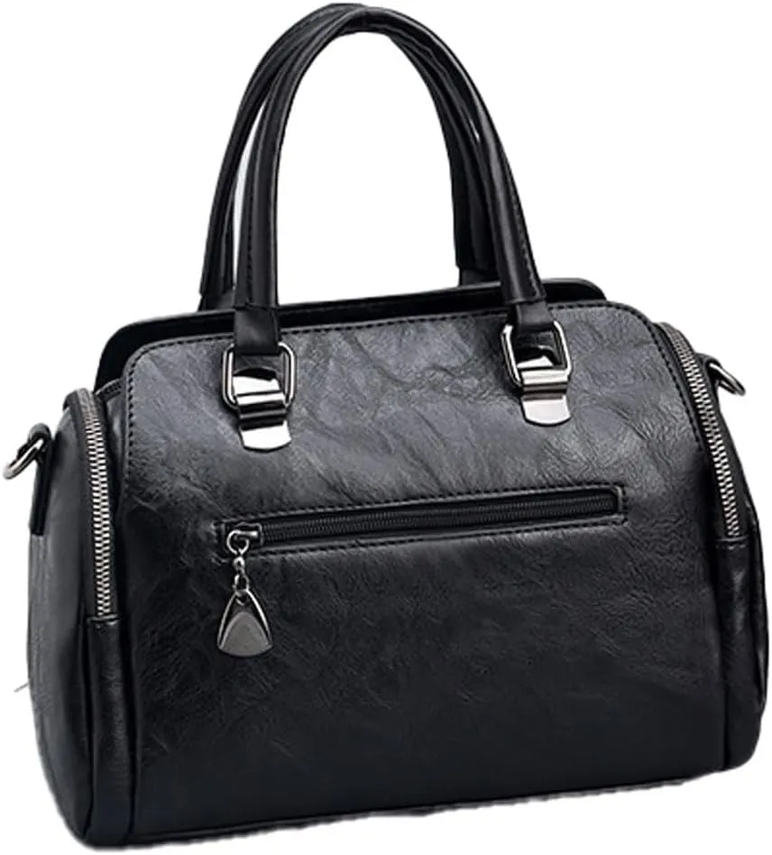 Shoulder Bag Large Capacity Women's Soft Leather Shoulder Messenger Bag - Stylish and Functional Handbag(Black)