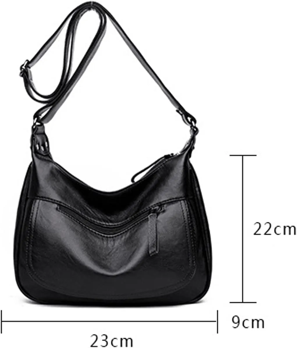 Shoulder Bags Genuine Leather Handbags, Middle-Aged Women's Mother Bags, Sheepskin Soft Leather Shoulder Bags, Messenger Bag Handbags(Blue)