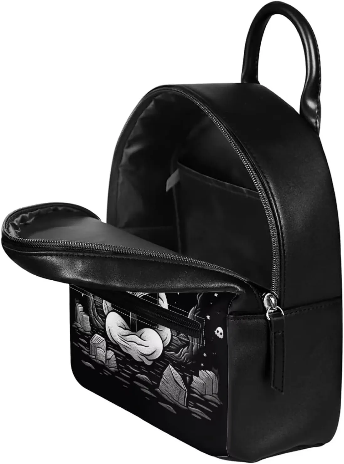 Showudesigns Ghost Purse for Teen Girls Backpack Mini Handbag for Women Gifts Shoulder Bags Casual Daypack with Zipper Cute Handbag Tote Black Skull Halloween Gifts