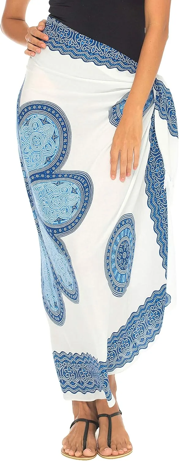 SHU-SHI Womens Beach Swimsuit Cover Up Flower Sarong Wrap with Coconut Clip