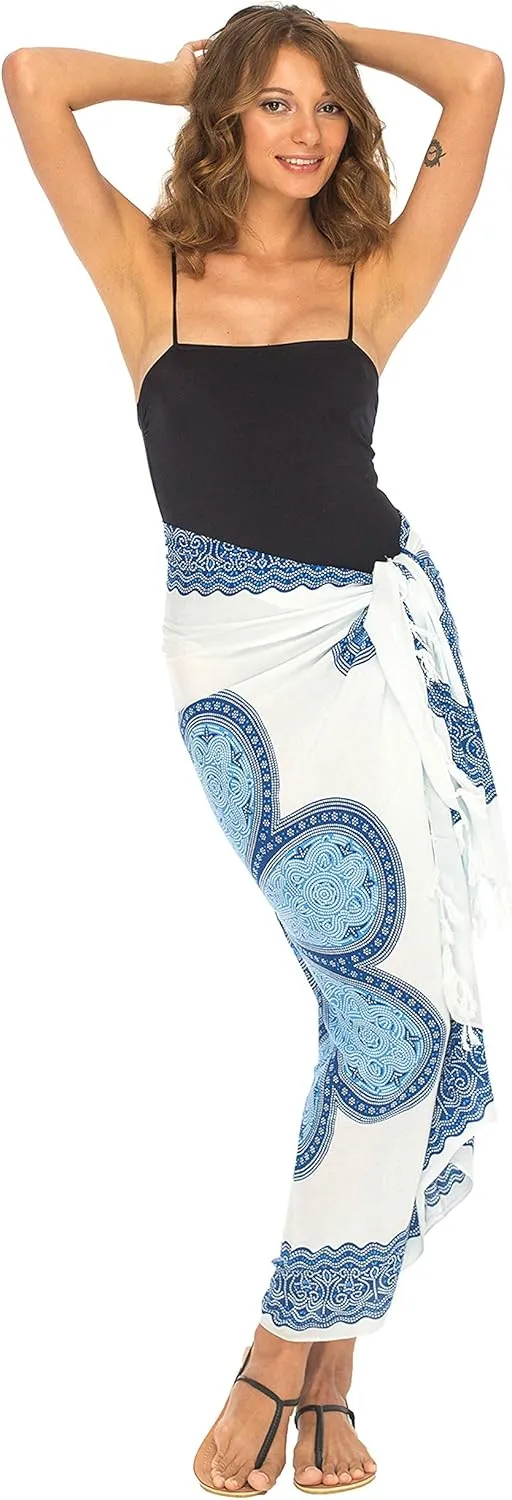 SHU-SHI Womens Beach Swimsuit Cover Up Flower Sarong Wrap with Coconut Clip