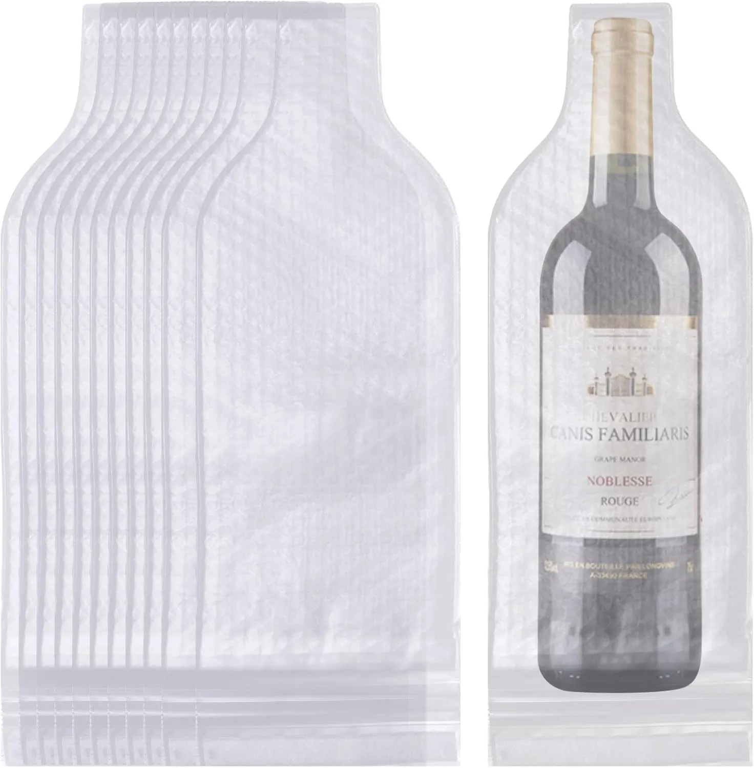 SHUESS 12 Packs Wine Bags for Travel Reusable Wine Travel Bags for Wine Bottles Airplane, Wine Sleeves for Travel Double Layer Bubble Cushioning Wrap Suit for Airplane Car