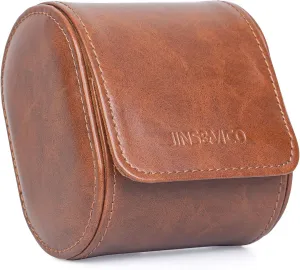 Single Watch Travel Case, PU Leather Watch Holder with Pillow, Watch Box Single for Men and Women, Watch Protecter, Watch Roll for Storage and Display(Brown)