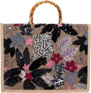 Sister Amy® Elegant Sequin-Embroidered Woven Tote Bag - Stylish Summer Beach Shoulder Handbag for Women's Vacation Essentials