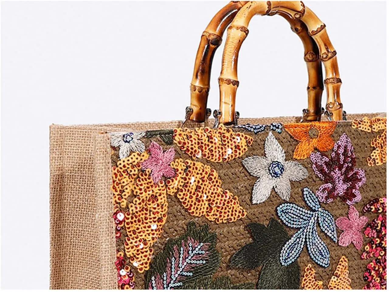 Sister Amy® Elegant Sequin-Embroidered Woven Tote Bag - Stylish Summer Beach Shoulder Handbag for Women's Vacation Essentials
