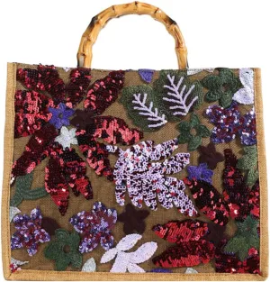 Sister Amy® Elegant Sequin-Embroidered Woven Tote Bag - Stylish Summer Beach Shoulder Handbag for Women's Vacation Essentials