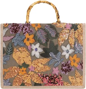 Sister Amy® Elegant Sequin-Embroidered Woven Tote Bag - Stylish Summer Beach Shoulder Handbag for Women's Vacation Essentials