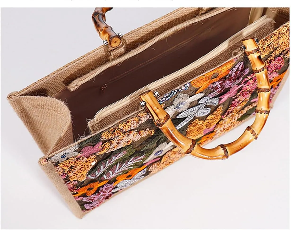 Sister Amy® Elegant Sequin-Embroidered Woven Tote Bag - Stylish Summer Beach Shoulder Handbag for Women's Vacation Essentials