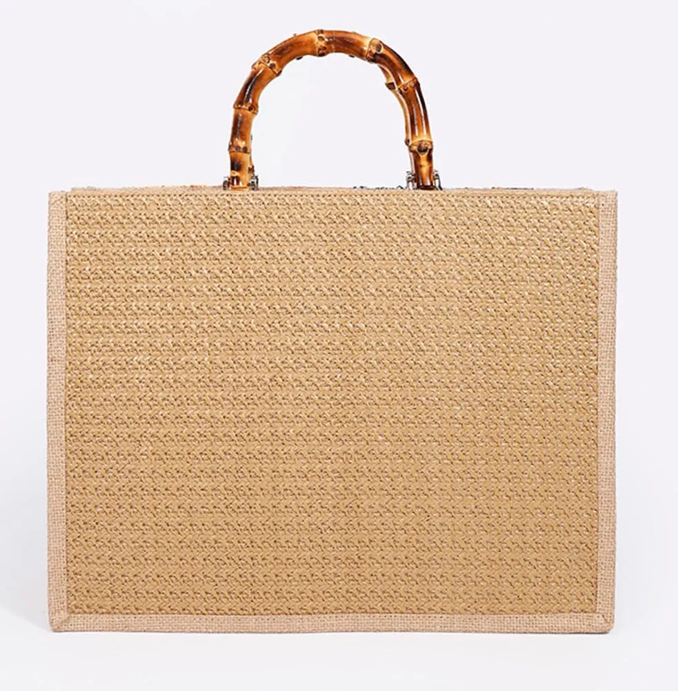 Sister Amy® Elegant Sequin-Embroidered Woven Tote Bag - Stylish Summer Beach Shoulder Handbag for Women's Vacation Essentials