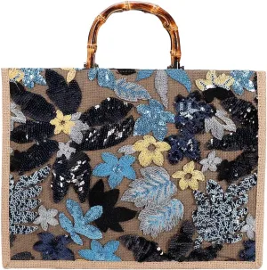 Sister Amy® Elegant Sequin-Embroidered Woven Tote Bag - Stylish Summer Beach Shoulder Handbag for Women's Vacation Essentials