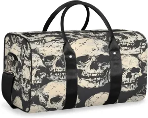 Skeleto Gothothic Skull Travel Duffle Bag, Sports Gym Bags for Women Men, Carry On Weekender Overnight Workout Airplane Trips Bag