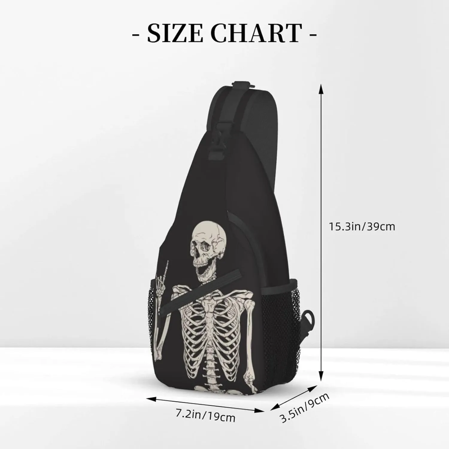 Skeleton Sling Skull Crossbody Backpack For Women Men Hiking Travel Shoulder Pouch Daypack One Strap Cross Chest Bag Purse Outdoor Cycling