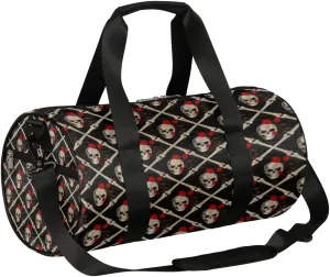 Skull Black Rose Gym Bag Small Gym Duffel Bags for Men Women Black Overnight Weekender Bag Lightweight Sport Duffle Bag Carry On Gymbag