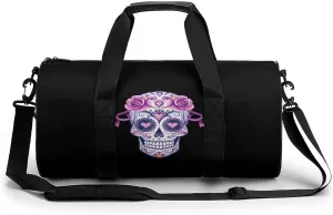 Skull Breast Cancer Awareness Ribbon Lightweight Gym Bag for Men Women Travel Duffel Bag Sports Workout Bag with Adjustable Strap