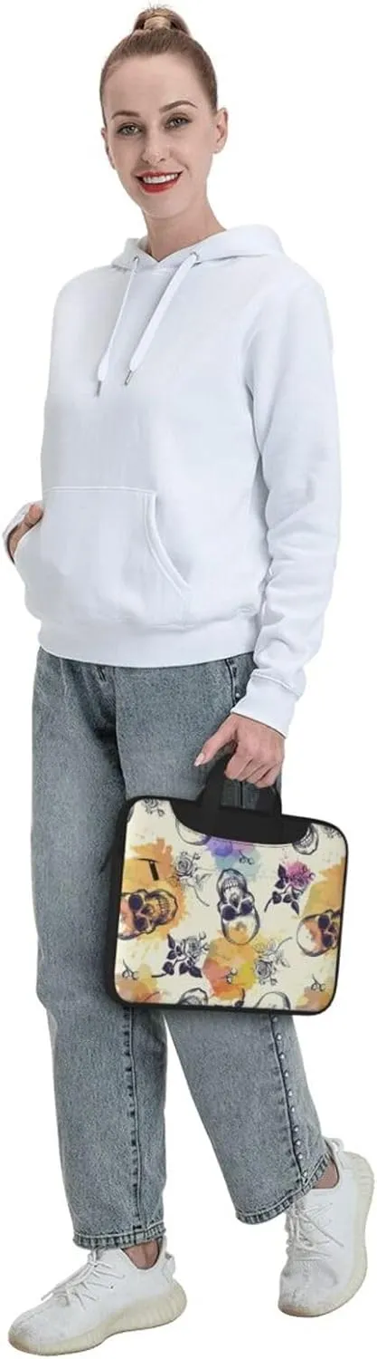 Skull flower Print Work Casual Office Laptop Shoulder Messenger Bag 13 inch 14 inch 15.6 inch