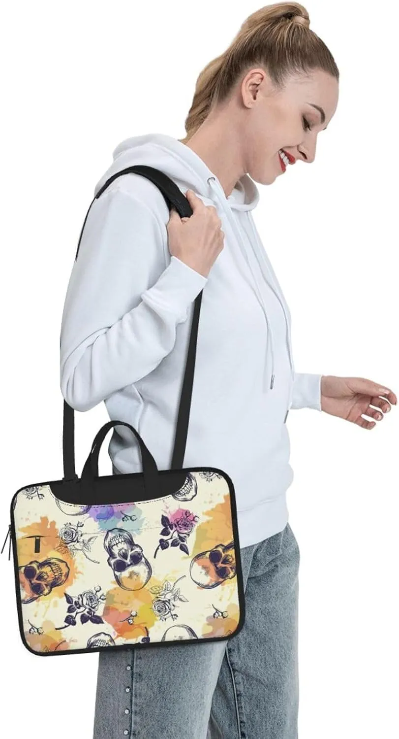 Skull flower Print Work Casual Office Laptop Shoulder Messenger Bag 13 inch 14 inch 15.6 inch
