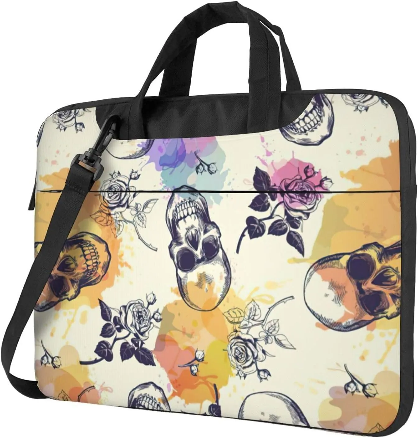 Skull flower Print Work Casual Office Laptop Shoulder Messenger Bag 13 inch 14 inch 15.6 inch