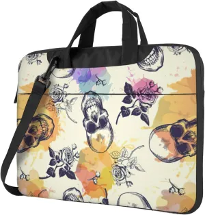 Skull flower Print Work Casual Office Laptop Shoulder Messenger Bag 13 inch 14 inch 15.6 inch