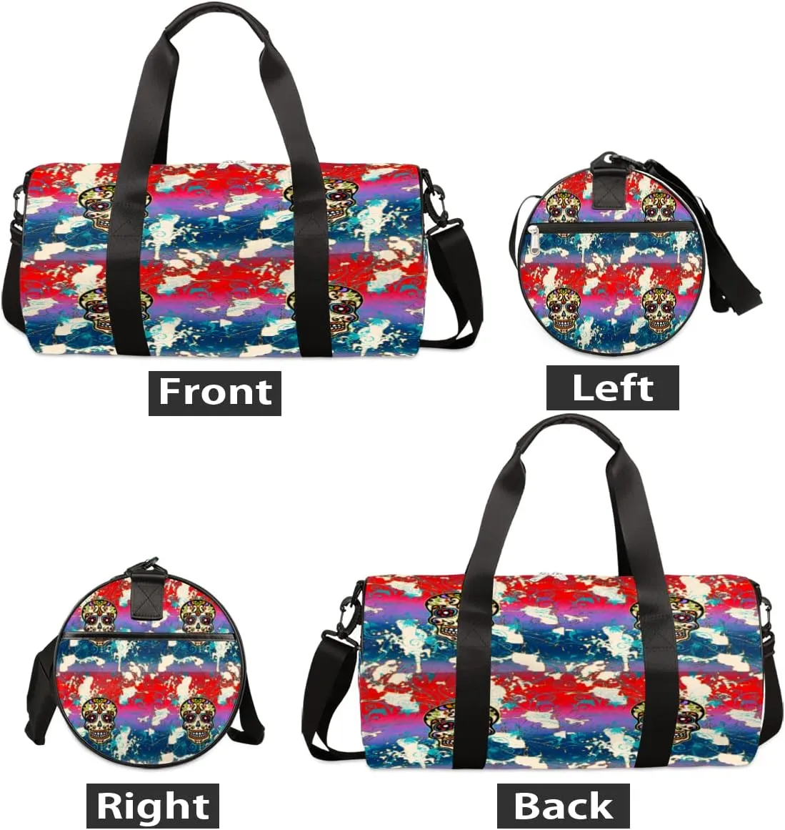 Skull Mexican Art Gym Bag Small Gym Duffel Bags for Men Women Overnight Weekender Bag Lightweight Sport Duffle Bag Carry On Gymbag