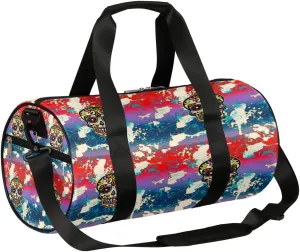 Skull Mexican Art Gym Bag Small Gym Duffel Bags for Men Women Overnight Weekender Bag Lightweight Sport Duffle Bag Carry On Gymbag