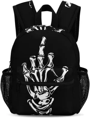 Skull Middle Finger Backpack Cute Laptop Bag Mini Shoulder Bags Travel Casual Daypacks 13 Inch