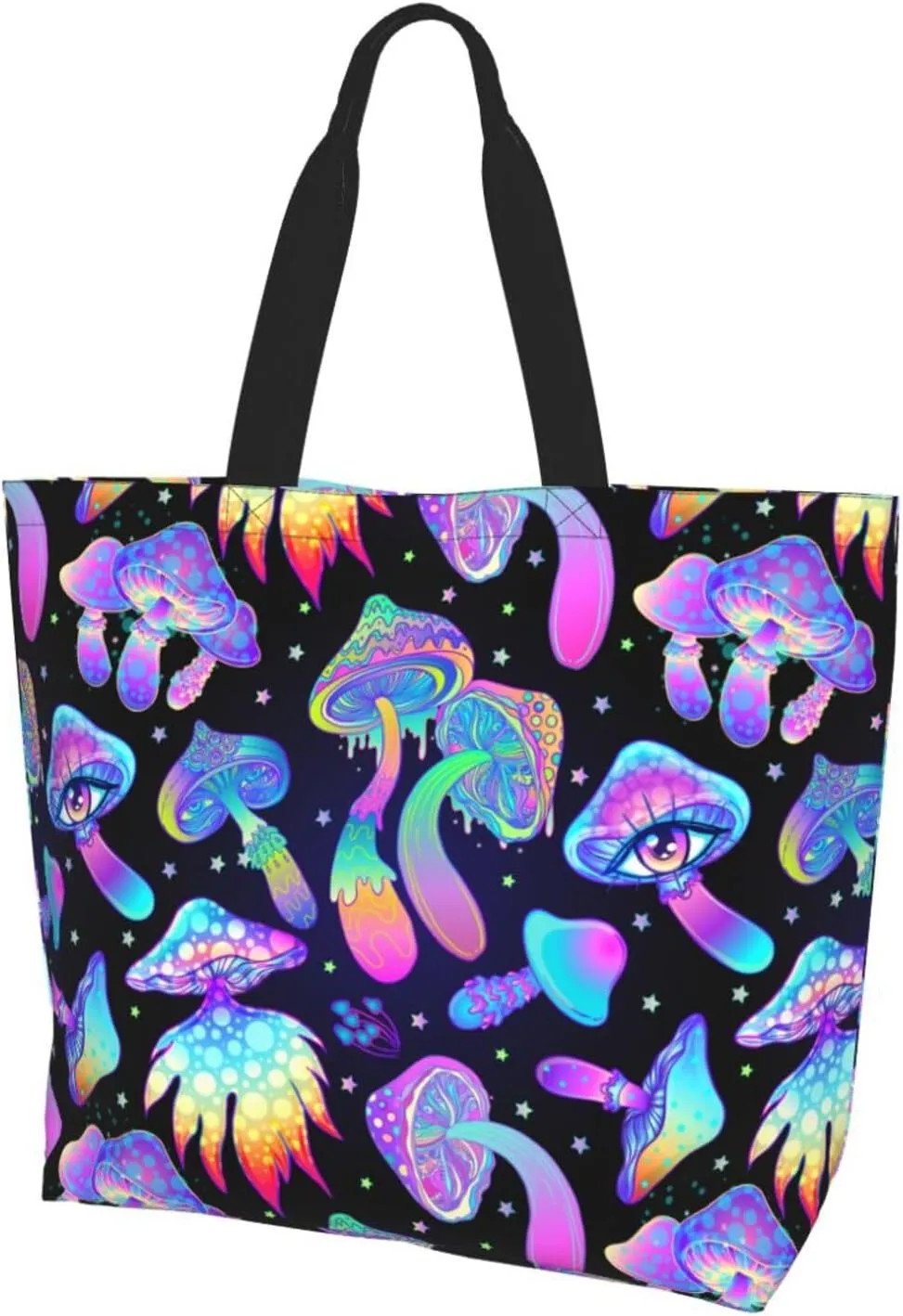 Skull Rose Tote Bag For Women, Large Shoulder Bags Foldable Grocery Handbag For Travel Shopping Sport Picnic