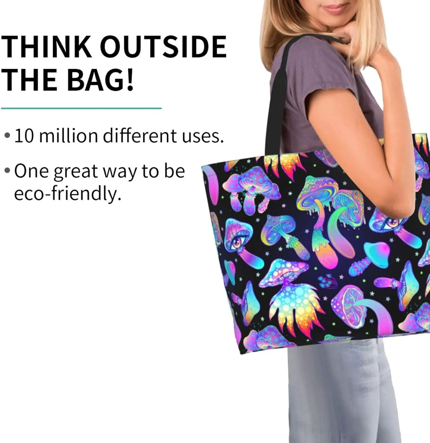 Skull Rose Tote Bag For Women, Large Shoulder Bags Foldable Grocery Handbag For Travel Shopping Sport Picnic