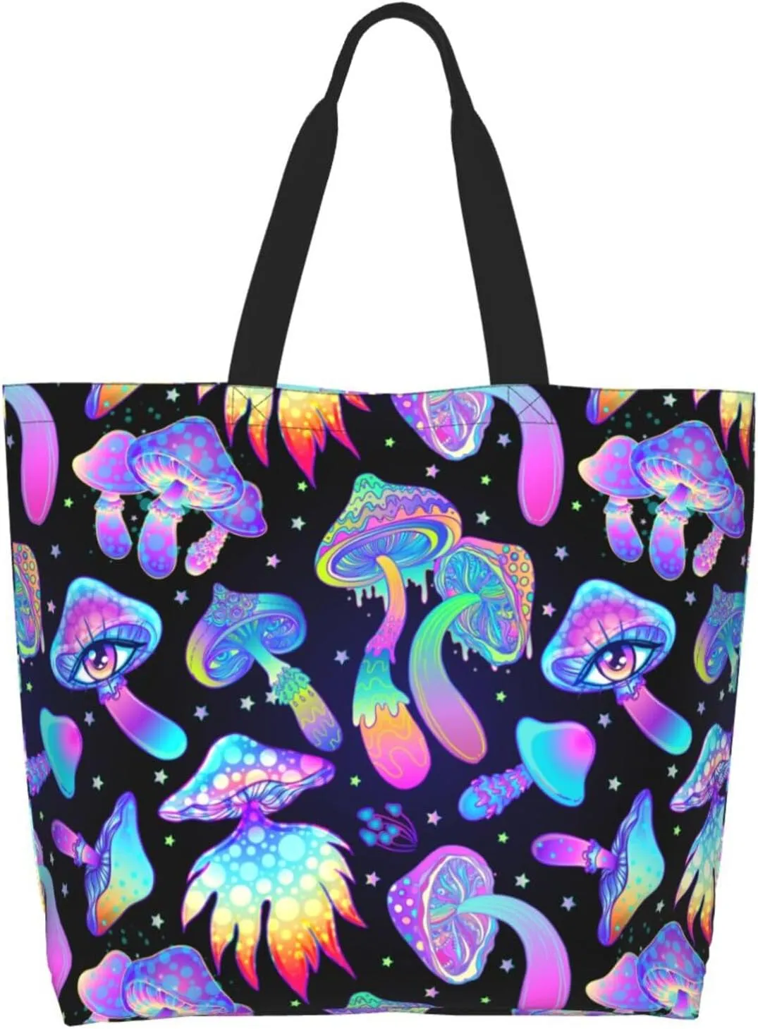 Skull Rose Tote Bag For Women, Large Shoulder Bags Foldable Grocery Handbag For Travel Shopping Sport Picnic