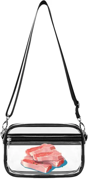 Slices of Pork Clear Bag PVC Clear Crossbody Purse Bag Transparent Messenger Bag Shoulder Handbag