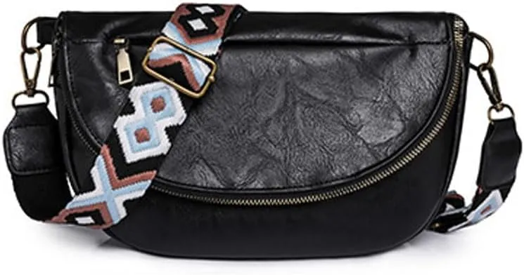 Small Crossbody Sling Bag Unisex Crescent Bag, Nylon Leather Handbags Hobo Bags for Women Shop And Travel