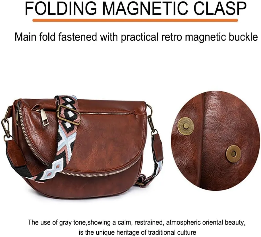 Small Crossbody Sling Bag Unisex Crescent Bag, Nylon Leather Handbags Hobo Bags for Women Shop And Travel