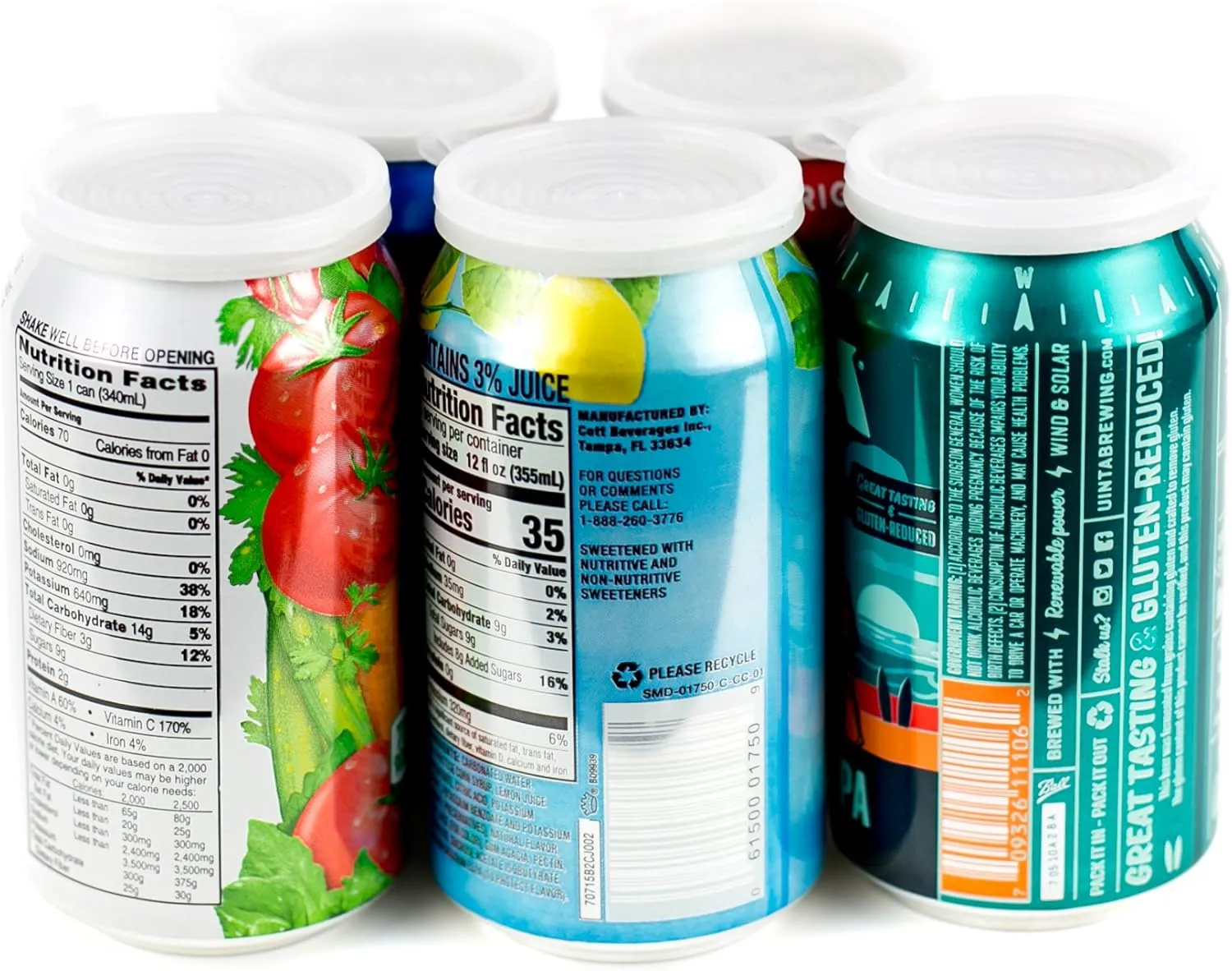Smarter-Seal, 6-Pack, Reusable, BPA Free, Pop or Beverage Can Lids, Covers, Protectors, Toppers For Soda, Seltzer, Beer, Energy Drinks