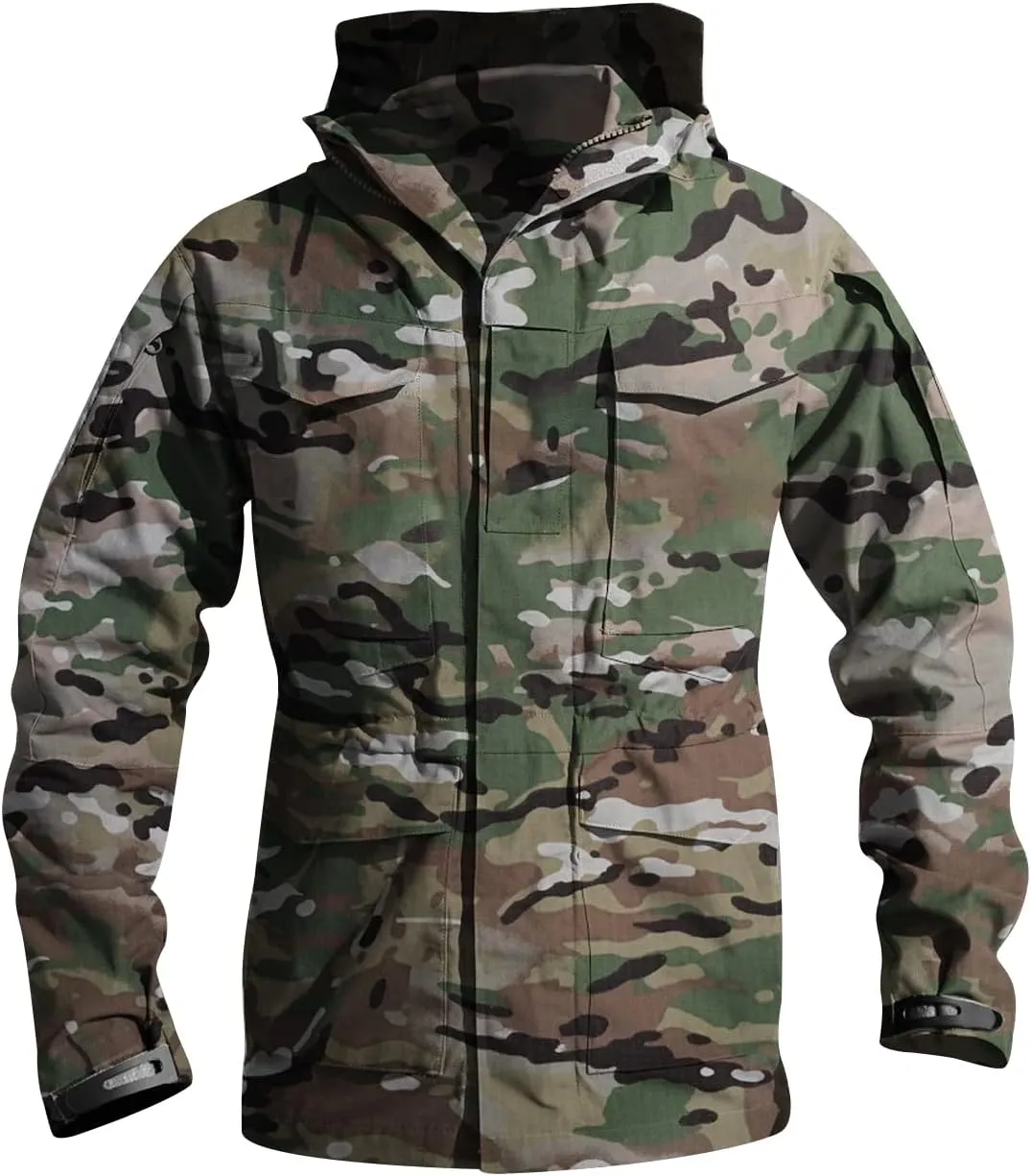 Snoly Men's M65 Outdoor Field Coat Field Jacket Military Trucker Cargo Jacket Coats With Hood Tactical Windbreaker